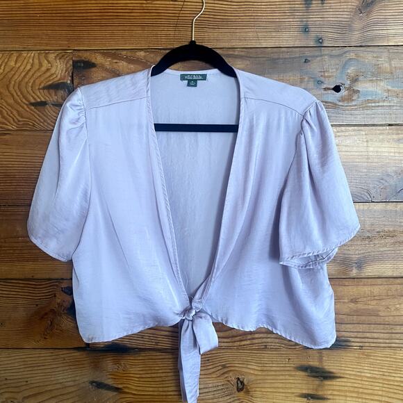 Wild Fable purple satin tie front top XL - Picture 1 of 4